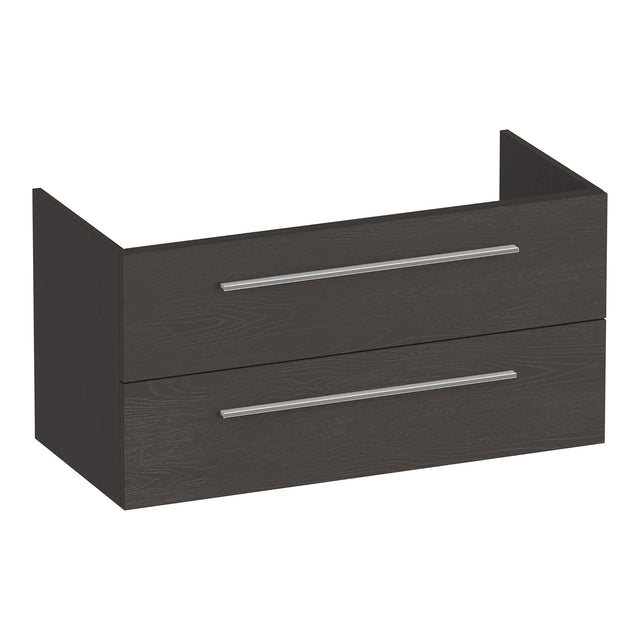 BRAUER Trust onderkast 100 excl. opbouwgrepen met 2 softclose lades en 1 sifon uitsparing Timber Anthracite OK-TR100TA
