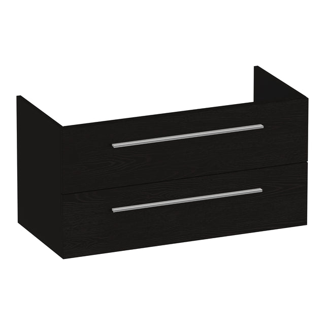 BRAUER Trust onderkast 100 excl. opbouwgrepen met 2 softclose lades en 1 sifon uitsparing Timber Black OK-TR100TB