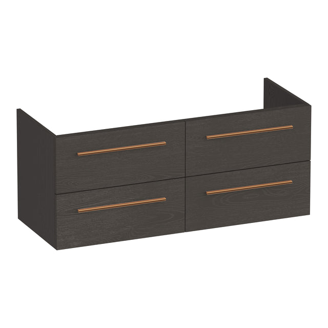 BRAUER Trust onderkast 120 excl. opbouwgrepen met 4 softclose lades en 2 sifon uitsparingen Timber Anthracite OK-TR120-4TA