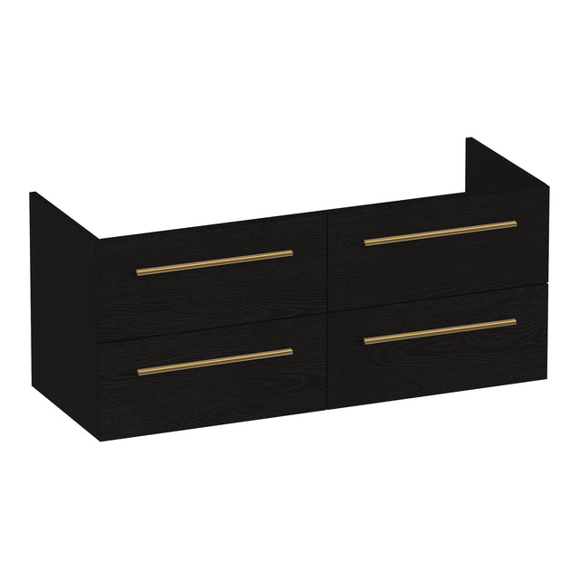 BRAUER Trust onderkast 120 excl. opbouwgrepen met 4 softclose lades en 2 sifon uitsparingen Timber Black OK-TR120-4TB