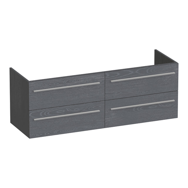 BRAUER Trust onderkast 140 excl. opbouwgrepen met 4 softclose lades en 2 sifon uitsparingen Timber Grey OK-TR140TG