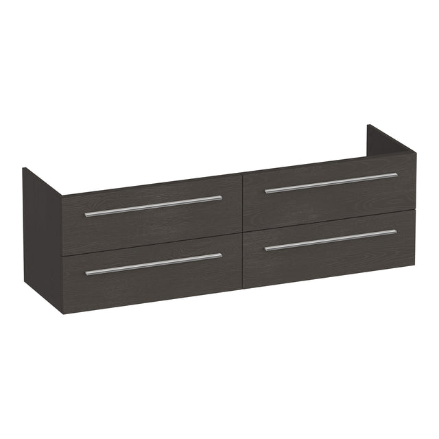 BRAUER Trust onderkast 160 excl. opbouwgrepen met 4 softclose lades en 2 sifon uitsparingen Timber Anthracite OK-TR160TA