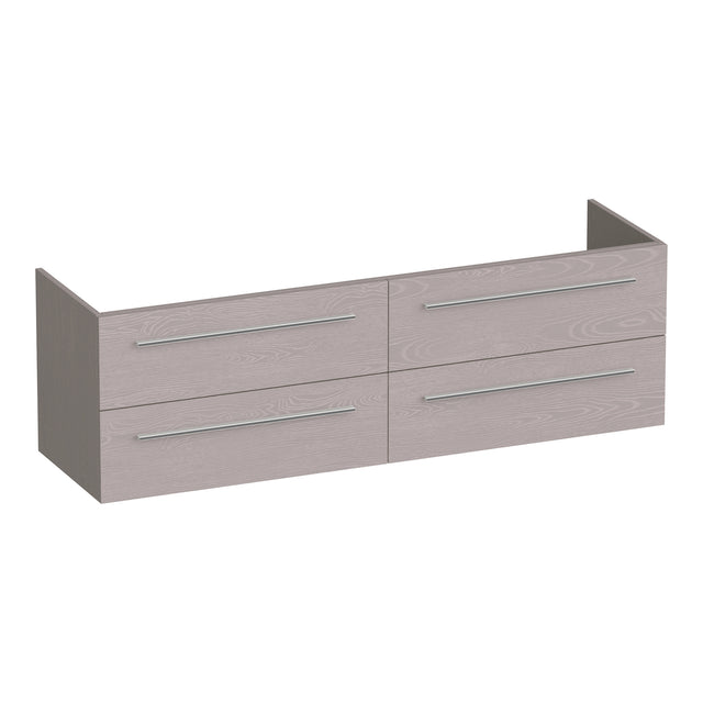 BRAUER Trust onderkast 160 excl. opbouwgrepen met 4 softclose lades en 2 sifon uitsparingen Timber Greige OK-TR160TE