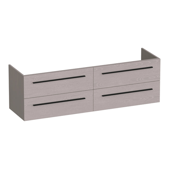 BRAUER Trust onderkast 160 excl. opbouwgrepen met 4 softclose lades en 2 sifon uitsparingen Timber Greige OK-TR160TE