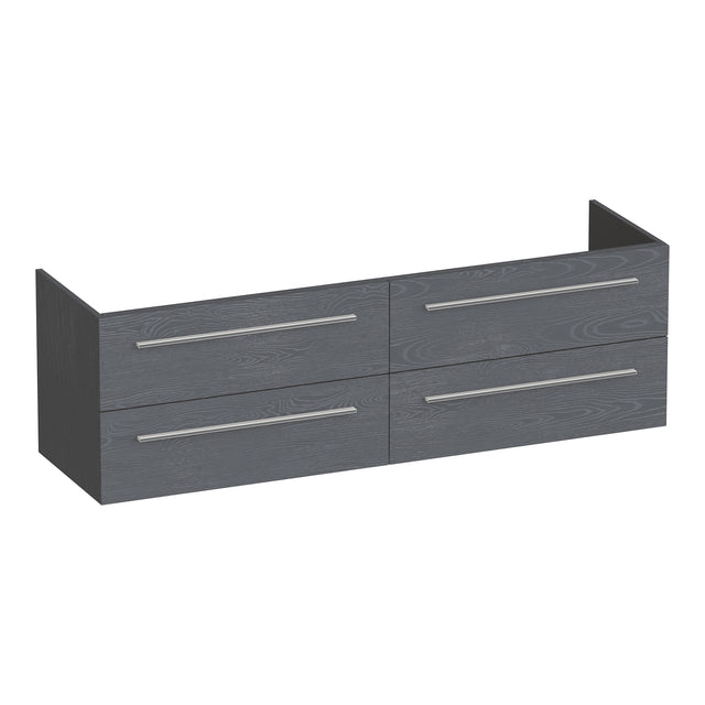 BRAUER Trust onderkast 160 excl. opbouwgrepen met 4 softclose lades en 2 sifon uitsparingen Timber Grey OK-TR160TG