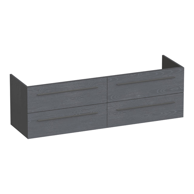BRAUER Trust onderkast 160 excl. opbouwgrepen met 4 softclose lades en 2 sifon uitsparingen Timber Grey OK-TR160TG