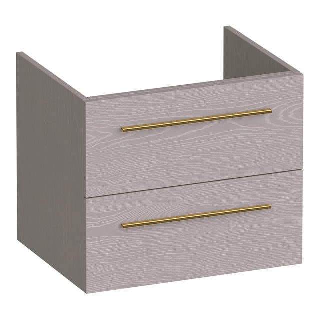 BRAUER Trust onderkast 60 excl. opbouwgrepen met 2 softclose lades en 1 sifon uitsparing Timber Greige OK-TR60TE