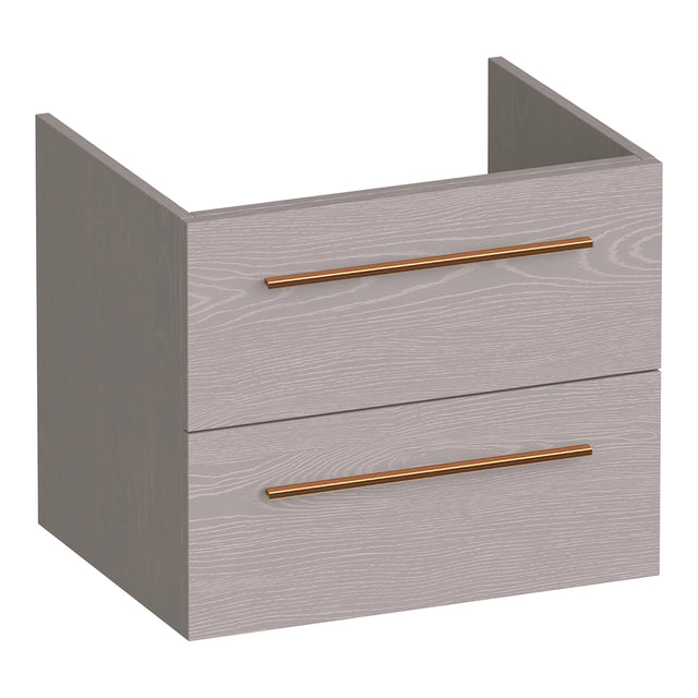 BRAUER Trust onderkast 60 excl. opbouwgrepen met 2 softclose lades en 1 sifon uitsparing Timber Greige OK-TR60TE