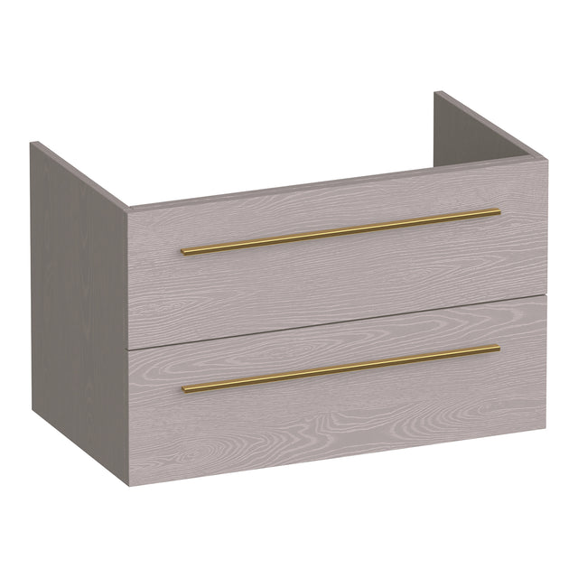 BRAUER Trust onderkast 80 excl. opbouwgrepen met 2 softclose lades en 1 sifon uitsparing Timber Greige OK-TR80TE