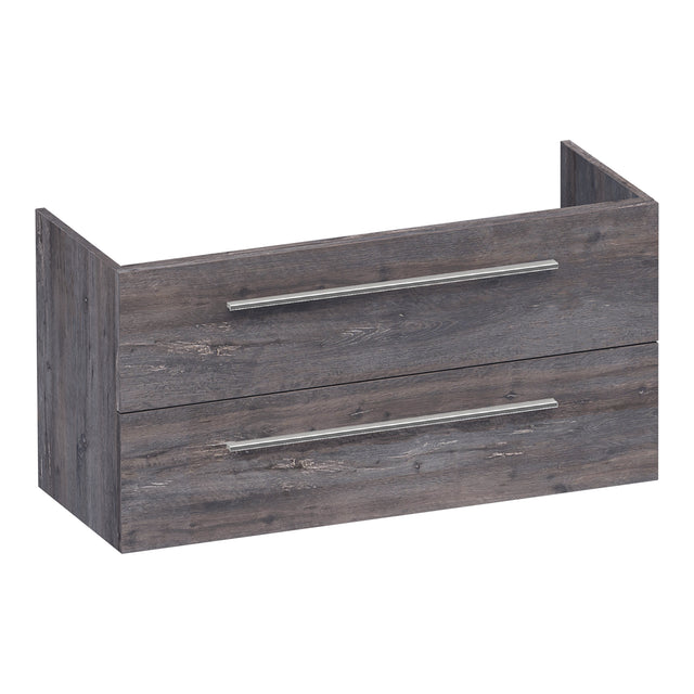 BRAUER Trust onderkast ondiep 100 excl. opbouwgrepen met 2 softclose lades en 1 sifon uitsparing Driftwood OK-TRO100DR