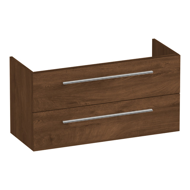 BRAUER Trust onderkast ondiep 100 excl. opbouwgrepen met 2 softclose lades en 1 sifon uitsparing Forest Cacao OK-TRO100FC