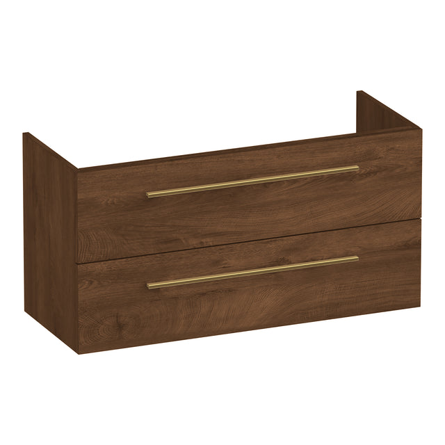 BRAUER Trust onderkast ondiep 100 excl. opbouwgrepen met 2 softclose lades en 1 sifon uitsparing Forest Cacao OK-TRO100FC