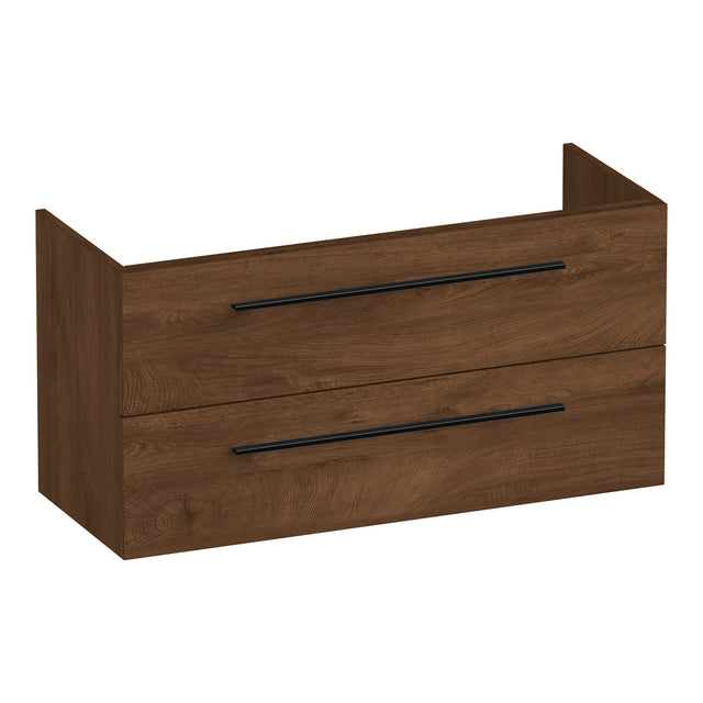 BRAUER Trust onderkast ondiep 100 excl. opbouwgrepen met 2 softclose lades en 1 sifon uitsparing Forest Cacao OK-TRO100FC