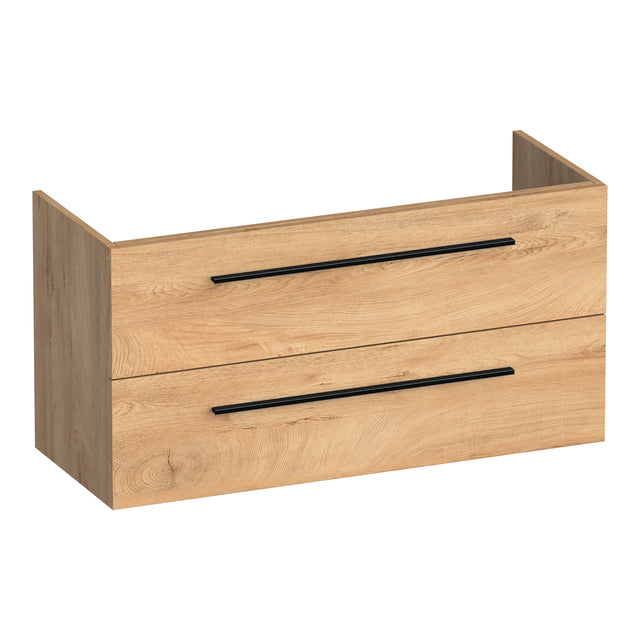 BRAUER Trust onderkast ondiep 100 excl. opbouwgrepen met 2 softclose lades en 1 sifon uitsparing Forest Tan OK-TRO100FT