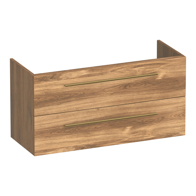 BRAUER Trust onderkast ondiep 100 excl. opbouwgrepen met 2 softclose lades en 1 sifon uitsparing Honey OK-TRO100HO