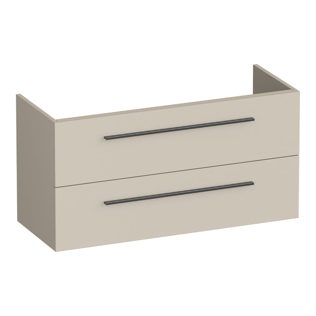 BRAUER Trust onderkast ondiep 100 excl. opbouwgrepen met 2 softclose lades en 1 sifon uitsparing mat beige OK-TRO100MB
