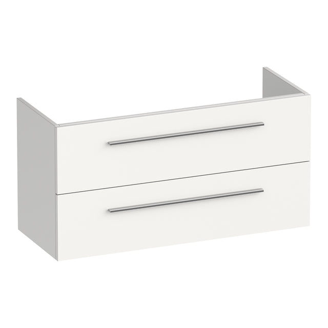 BRAUER Trust onderkast ondiep 100 excl. opbouwgrepen met 2 softclose lades en 1 sifon uitsparing mat wit OK-TRO100MW