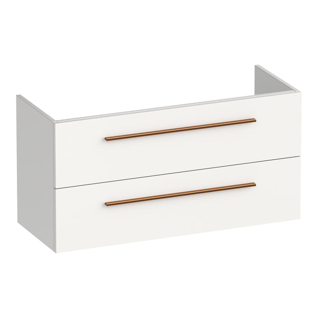 BRAUER Trust onderkast ondiep 100 excl. opbouwgrepen met 2 softclose lades en 1 sifon uitsparing mat wit OK-TRO100MW