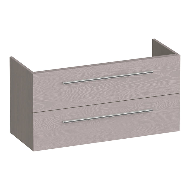 BRAUER Trust onderkast ondiep 100 excl. opbouwgrepen met 2 softclose lades en 1 sifon uitsparing Timber Greige OK-TRO100TE