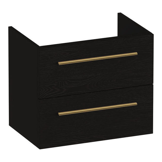 BRAUER Trust onderkast ondiep 60 excl. opbouwgrepen met 2 softclose lades en 1 sifon uitsparing Timber Black OK-TRO60TB