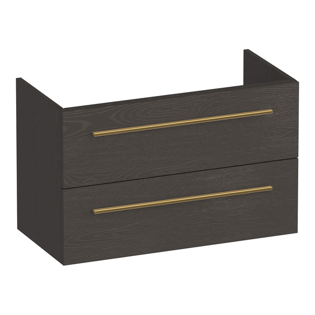 BRAUER Trust onderkast ondiep 80 excl. opbouwgrepen met 2 softclose lades en 1 sifon uitsparing Timber Anthracite OK-TRO80TA
