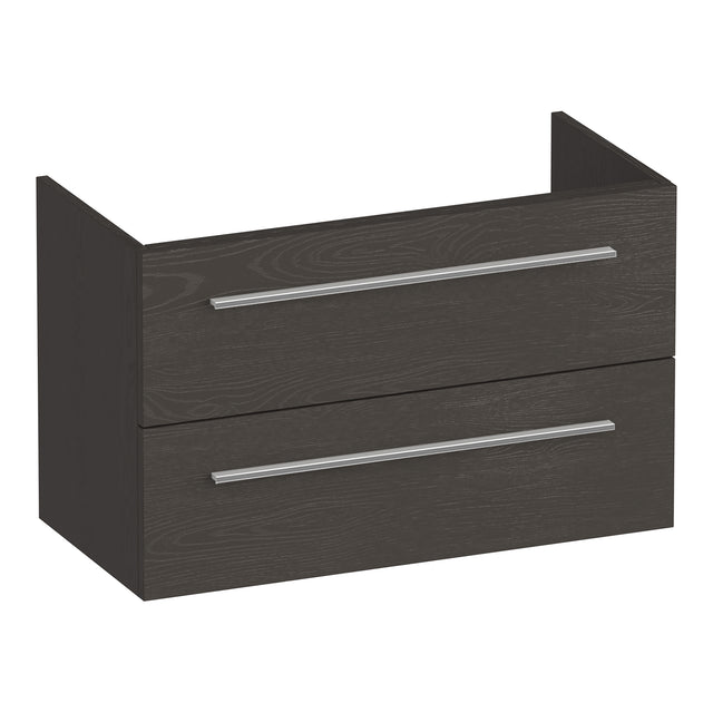 BRAUER Trust onderkast ondiep 80 excl. opbouwgrepen met 2 softclose lades en 1 sifon uitsparing Timber Anthracite OK-TRO80TA