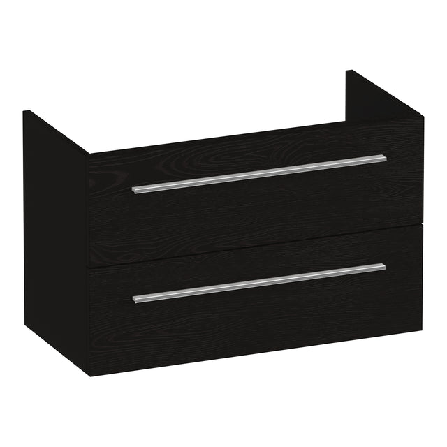 BRAUER Trust onderkast ondiep 80 excl. opbouwgrepen met 2 softclose lades en 1 sifon uitsparing Timber Black OK-TRO80TB