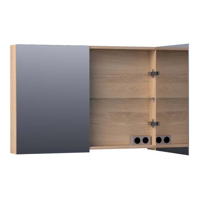 BRAUER Impress spiegelkast 100 zonder verlichting met 2 dubbelzijdige spiegeldeuren lamellen eiken naturel SK-IM100LEN