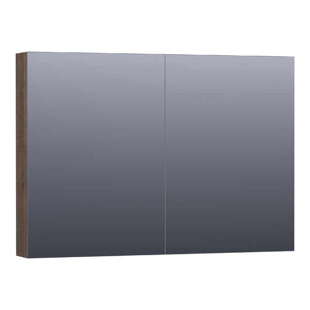 BRAUER Impress spiegelkast 100 zonder verlichting met 2 dubbelzijdige spiegeldeuren lamellen eiken zwart SK-IM100LEZ