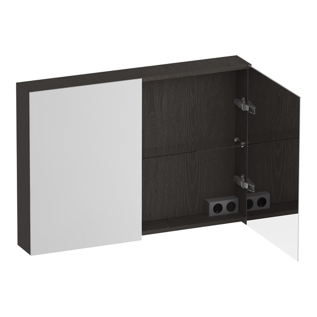 BRAUER Impress spiegelkast 100 zonder verlichting met 2 dubbelzijdige spiegeldeuren Timber Anthracite SK-IM100TA