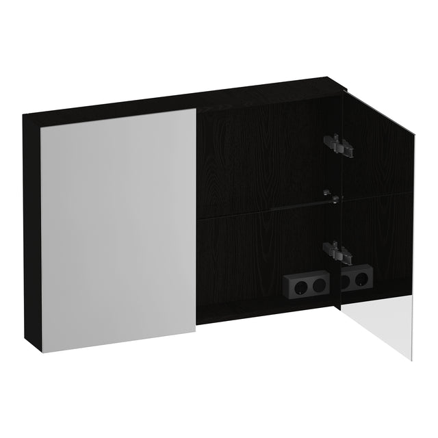 BRAUER Impress spiegelkast 100 zonder verlichting met 2 dubbelzijdige spiegeldeuren Timber Black SK-IM100TB