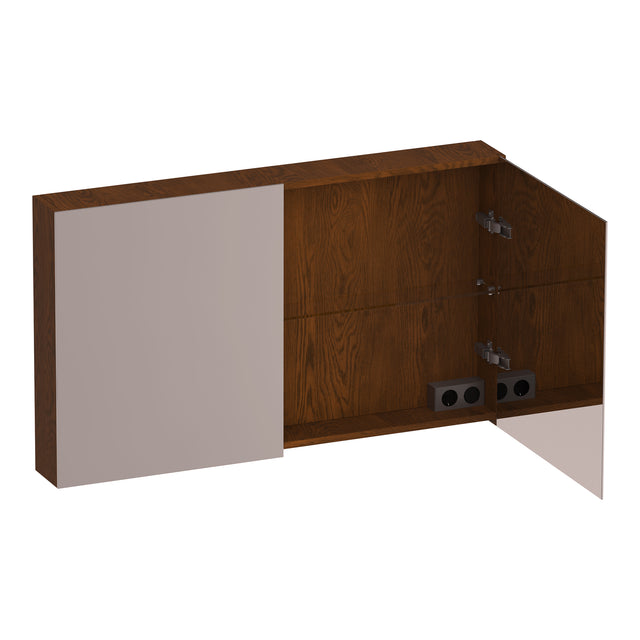 BRAUER Impress spiegelkast 120 zonder verlichting met 2 dubbelzijdige spiegeldeuren lamellen eiken bruin SK-IM120LEB