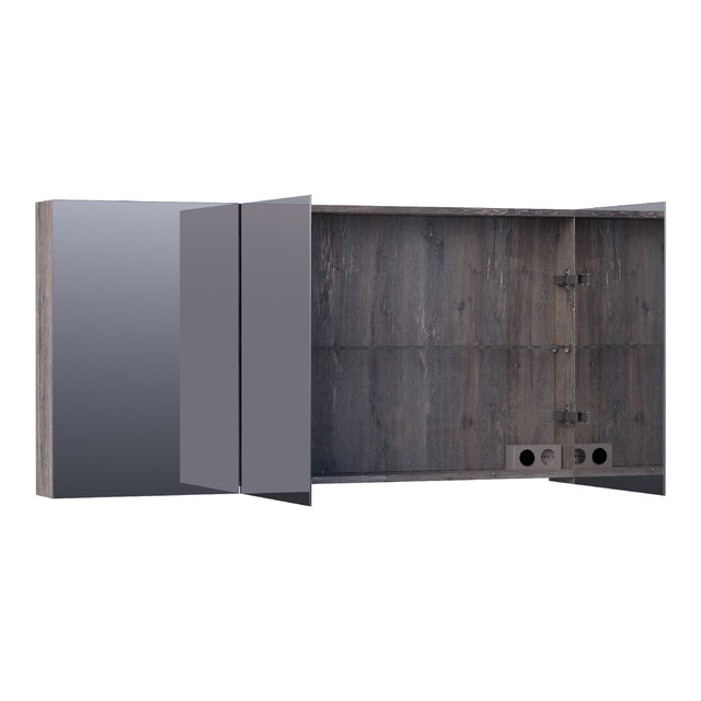 BRAUER Impress spiegelkast 140 zonder verlichting met 3 dubbelzijdige spiegeldeuren Driftwood SK-IM140DR