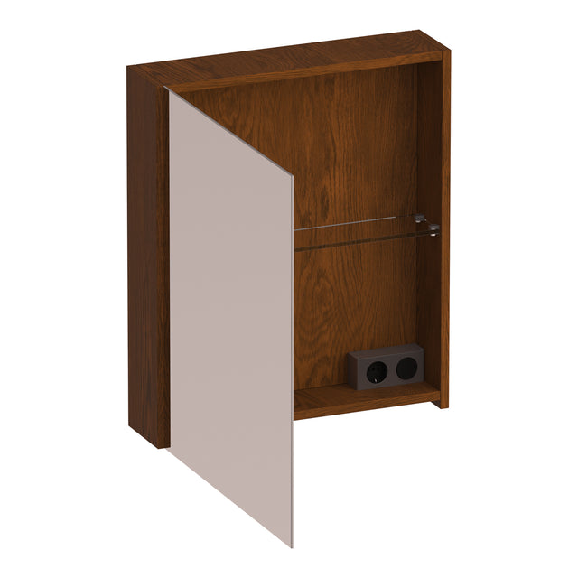 BRAUER Impress spiegelkast 60 zonder verlichting met 1 linksdraaiende dubbelzijdige spiegeldeur lamellen eiken bruin SK-IM60LLEB