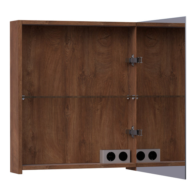 BRAUER Impress spiegelkast 60 zonder verlichting met 1 rechtsdraaiende dubbelzijdige spiegeldeur Forest Cacao SK-IM60RFC