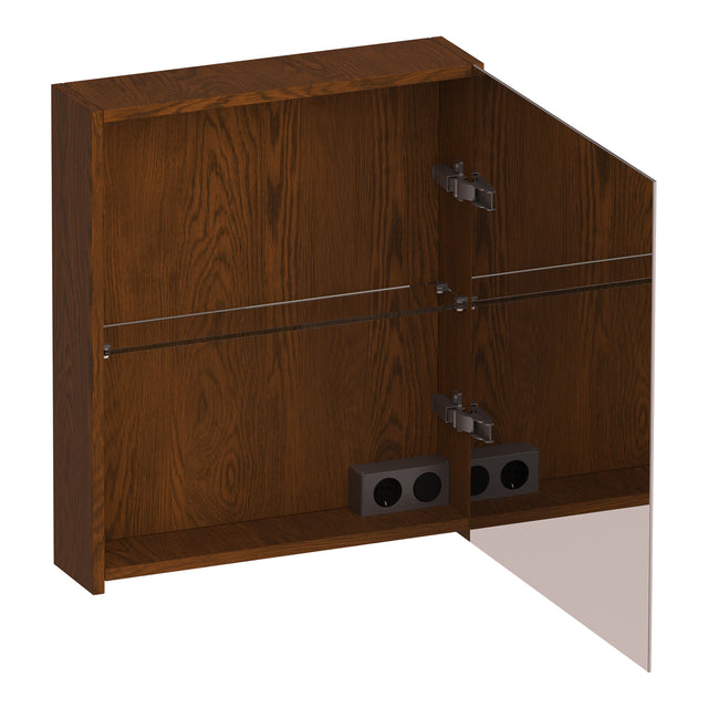 BRAUER Impress spiegelkast 60 zonder verlichting met 1 rechtsdraaiende dubbelzijdige spiegeldeur lamellen eiken bruin SK-IM60RLEB