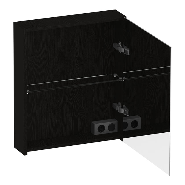 BRAUER Impress spiegelkast 60 zonder verlichting met 1 rechtsdraaiende dubbelzijdige spiegeldeur Timber Black SK-IM60RTB