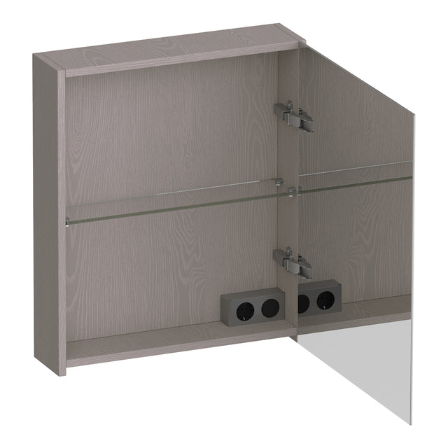 BRAUER Impress spiegelkast 60 zonder verlichting met 1 rechtsdraaiende dubbelzijdige spiegeldeur Timber Greige SK-IM60RTE