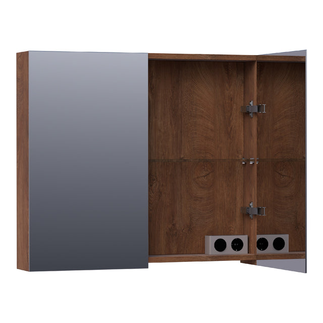 BRAUER Impress spiegelkast 80 zonder verlichting met 2 dubbelzijdige spiegeldeuren Forest Cacao SK-IM80FC