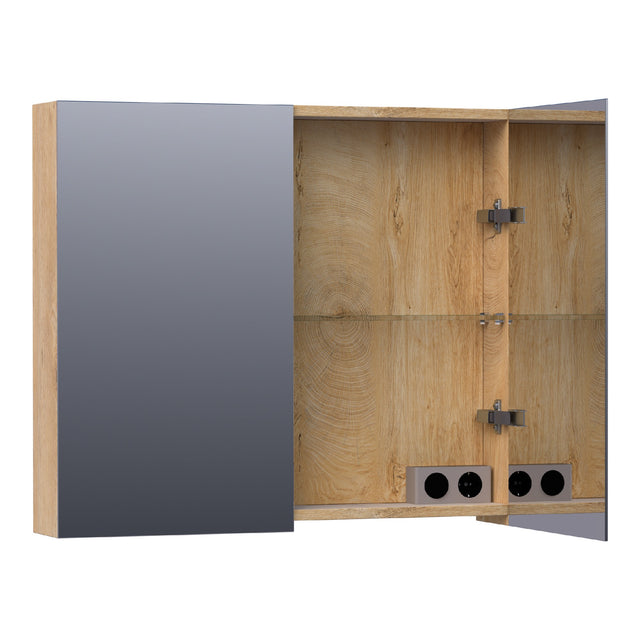 BRAUER Impress spiegelkast 80 zonder verlichting met 2 dubbelzijdige spiegeldeuren Forest Tan SK-IM80FT