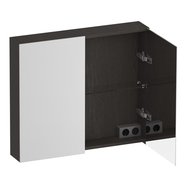 BRAUER Impress spiegelkast 80 zonder verlichting met 2 dubbelzijdige spiegeldeuren Timber Anthracite SK-IM80TA