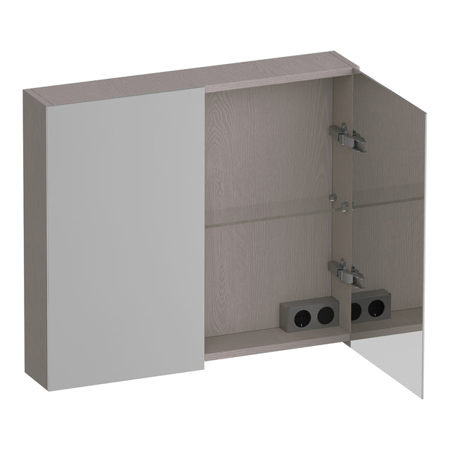 BRAUER Impress spiegelkast 80 zonder verlichting met 2 dubbelzijdige spiegeldeuren Timber Greige SK-IM80TE