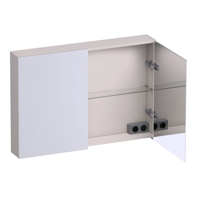 BRAUER Impress Deluxe spiegelkast 100 met interne en externe verlichting 2 dubbelzijdige spiegeldeuren mat zand SK-IMD100MS