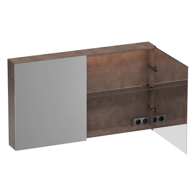 BRAUER Impress Deluxe spiegelkast 120 met interne en externe verlichting 2 dubbelzijdige spiegeldeuren Erosion SK-IMD120ER