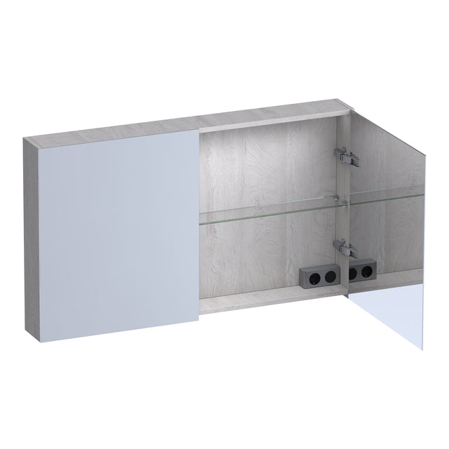 BRAUER Impress Deluxe spiegelkast 120 met interne en externe verlichting 2 dubbelzijdige spiegeldeuren Forest Seashell SK-IMD120FS