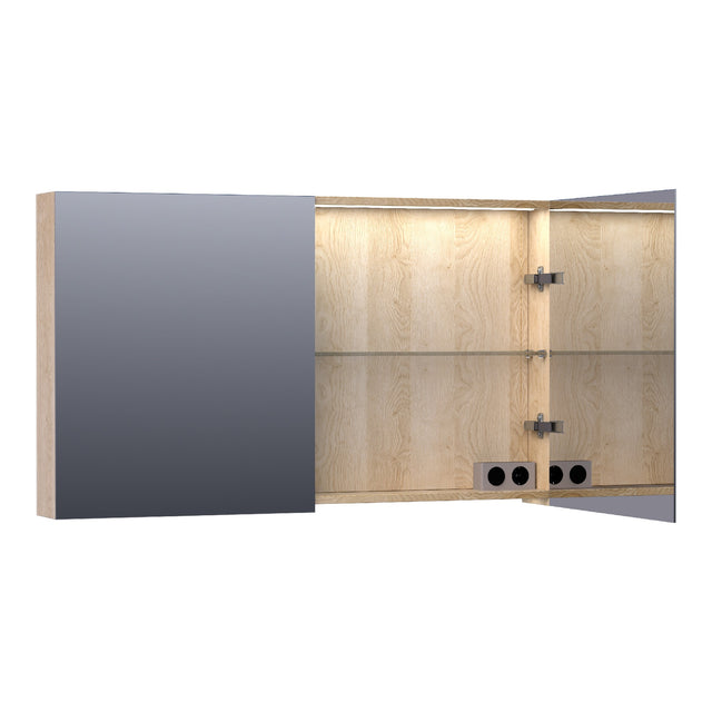 BRAUER Impress Deluxe spiegelkast 120 met interne en externe verlichting 2 dubbelzijdige spiegeldeuren Sunlit SK-IMD120SL