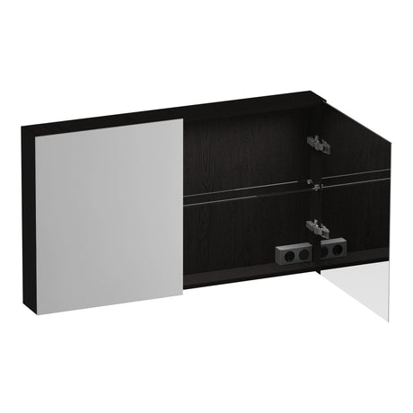 BRAUER Impress Deluxe spiegelkast 120 met interne en externe verlichting 2 dubbelzijdige spiegeldeuren Timber Black SK-IMD120TB