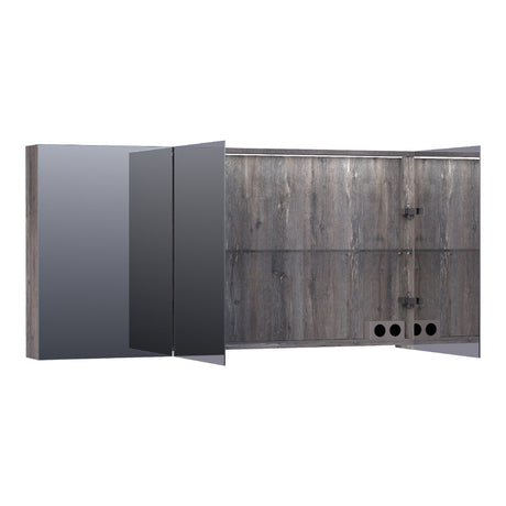 BRAUER Impress Deluxe spiegelkast 140 met interne en externe verlichting 3 dubbelzijdige spiegeldeuren Driftwood SK-IMD140DR