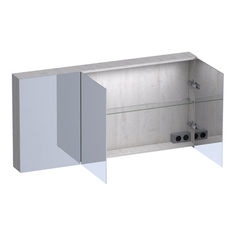 BRAUER Impress Deluxe spiegelkast 140 met interne en externe verlichting 3 dubbelzijdige spiegeldeuren Forest Seashell SK-IMD140FS