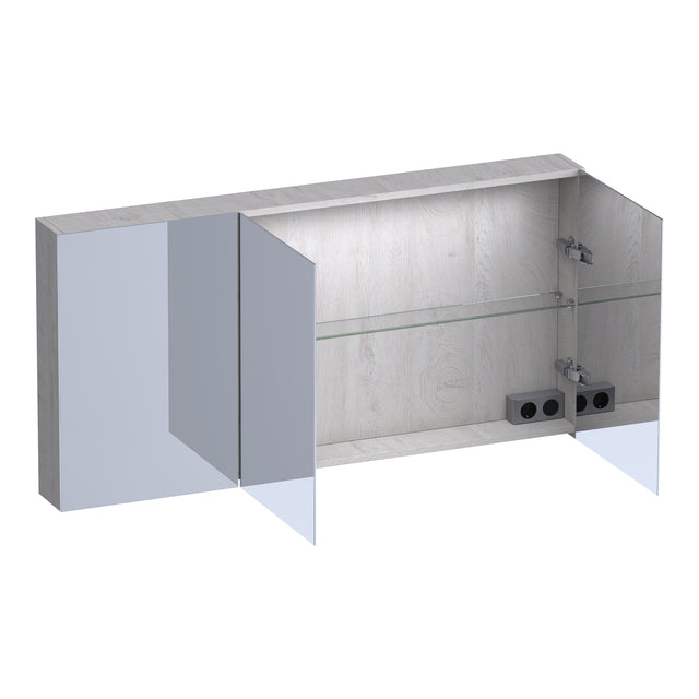 BRAUER Impress Deluxe spiegelkast 140 met interne en externe verlichting 3 dubbelzijdige spiegeldeuren Forest Seashell SK-IMD140FS